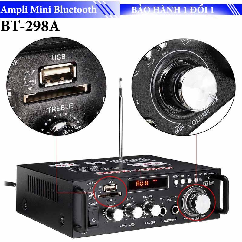 Amply Karaoke mini, Amly Mini Bluetooth BT-298A / KAL700 hàng cao cấp loại 1  - Bảo hành 12 tháng 1 ĐỔI 1