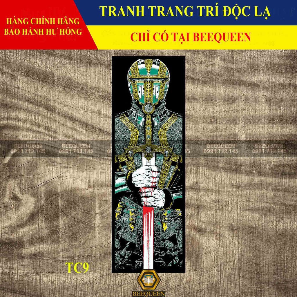 Size 30x90cm - Bán Lẻ Bộ 4 Tranh Vương Quyền - Tranh Nhật Cổ - Tranh Chiến Binh Trang Trí Quán Cafe, Tattoo, Barbershop