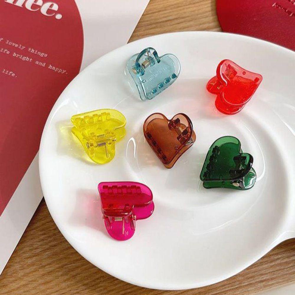 IVORY Kẹp Tóc Hình Trái Tim Bằng Nhựa Acrylic Trong Suốt Phong Cách Retro Dễ Thương Cho