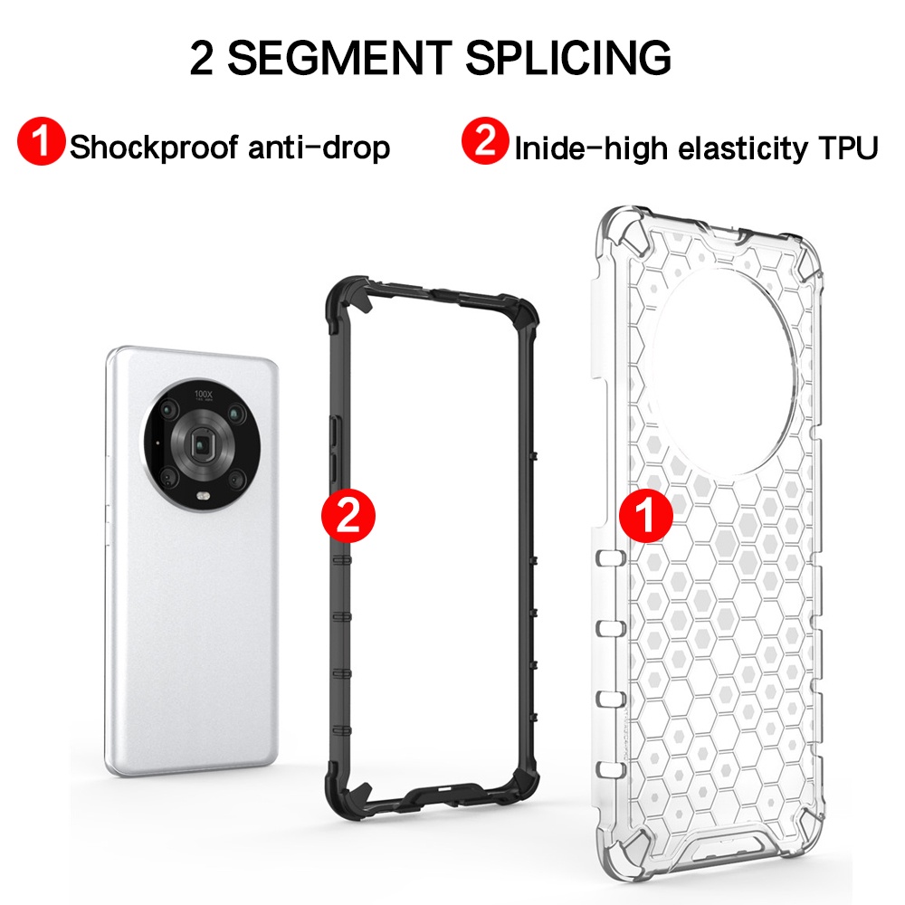 Ốp Điện Thoại Nhựa Cứng Trong Suốt Chống Sốc Họa Tiết Tổ Ong Cho HuaWei Honor Magic4 Magic3 Pro Plus