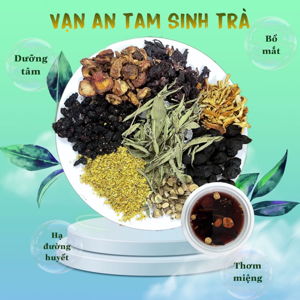 ( Tặng đường 0 calo ) Trà thảo mộc quế hoa sơn tra, mận đen Vạn An Tam Sinh