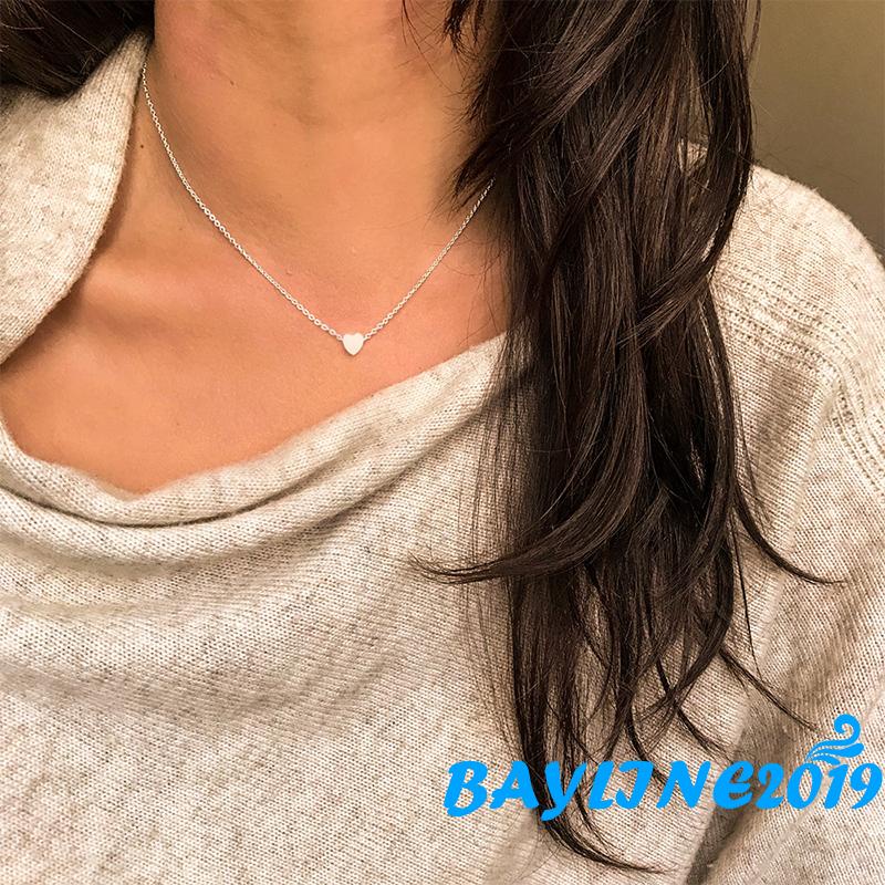 Vòng cổ Sợi Xích Mặt Hình Trái Tim Mini Màu Sắc Đơn Giản Dành Cho Nữ