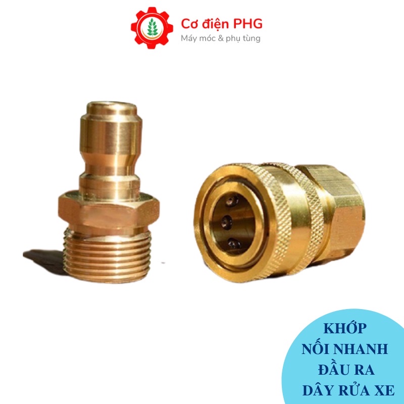 Bộ khớp nối nhanh đầu ra cho máy rửa xe gia đình, máy rửa xe mini (chống xoắn dây 22mm, nối súng với bình bọt tuyết )