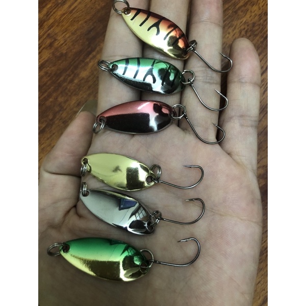 Mồi thìa lượn câu lure , có rãnh dạ quang câu suối , mương