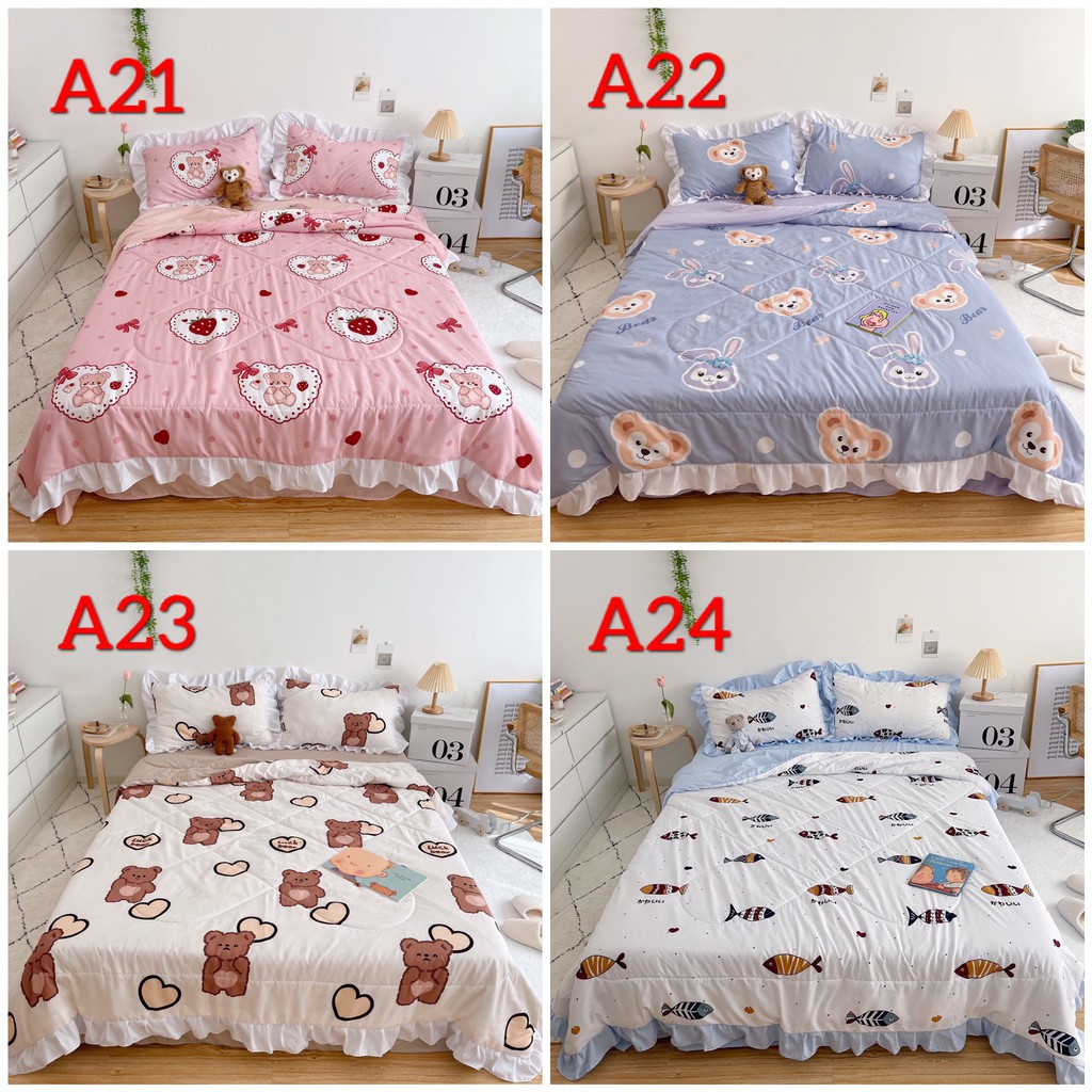 Set Chăn Hè Kèm Ga Gối Đũi Bèo Mềm Mịn ( Nhiều Mẫu )