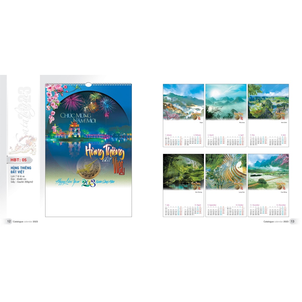 Lịch 7 tờ lò xo  1 tờ 2 tháng HÌNH NGẪU NHIÊN