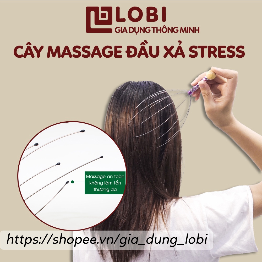 Massage đầu cây mát xa đầu thư giãn giảm căng thẳng xả stress