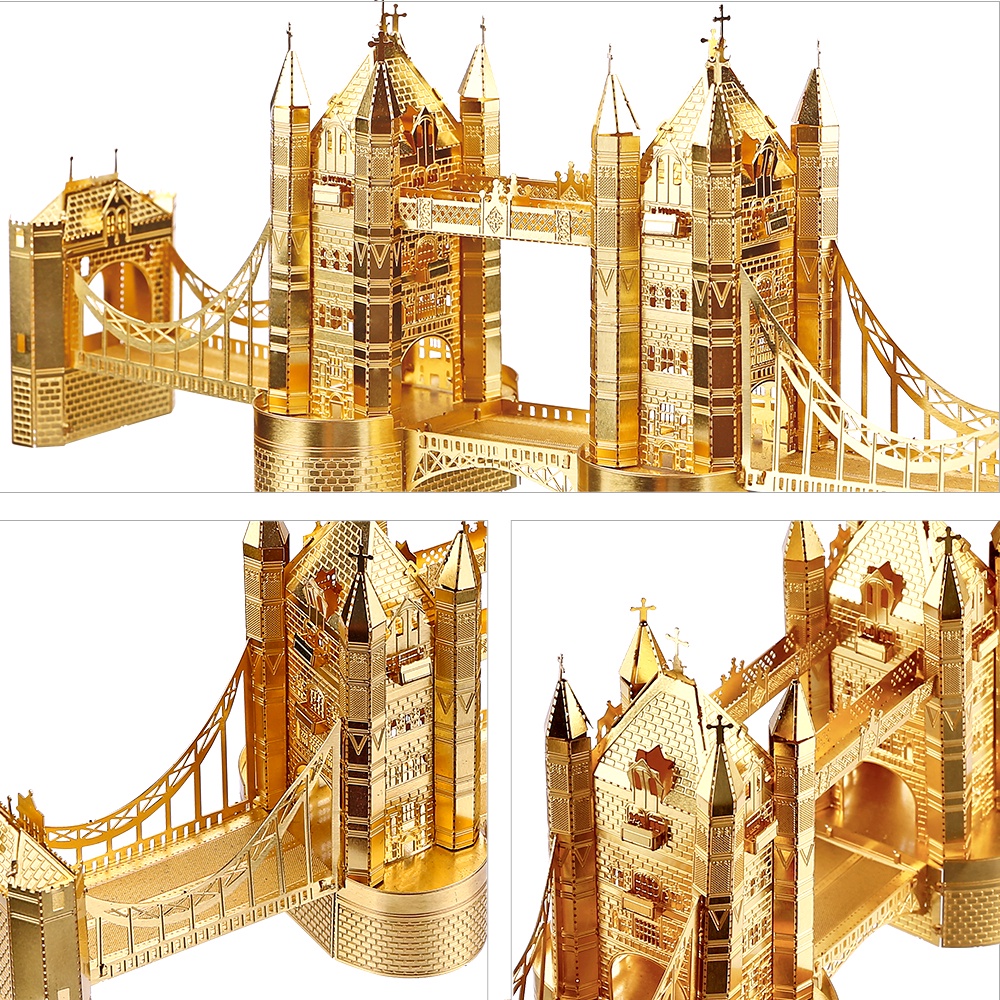 Set đồ chơi lắp ráp PIECECOOL DIY mô hình cây cầu tháp Luân Đôn 3D kim loại dành cho trẻ em
