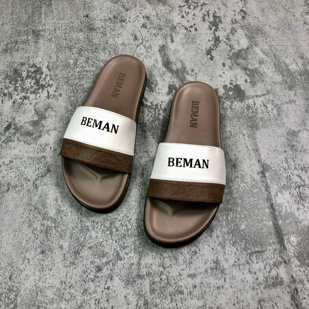 Dép nam quai ngang Beman DBM31,quai da sít phối màu cá tính,đế cao su non hai lớp nguyên khối