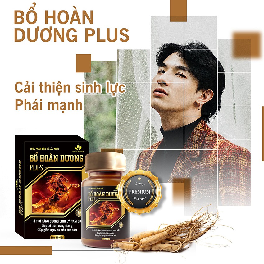 Thực Phẩm Bảo Vệ Sức Khỏe Bổ Hoàn Dương Plus Hỗ Trợ Tăng Cường Sinh Lý Nam Giới Giúp Bổ Thận Tráng Dương Hộp 60 Viên