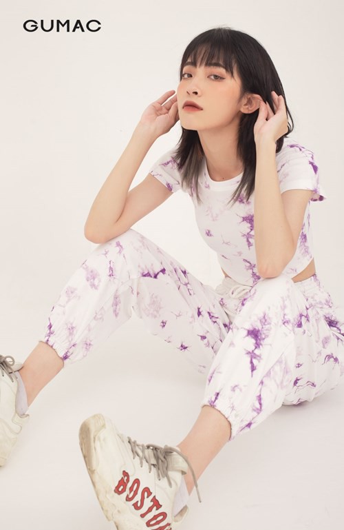 [Mã WABRGM11 giảm 10% đơn 250K] Áo croptop nữ tay ngắn loang màu GUMAC phong cách unisex cá tính ATB301 | BigBuy360 - bigbuy360.vn