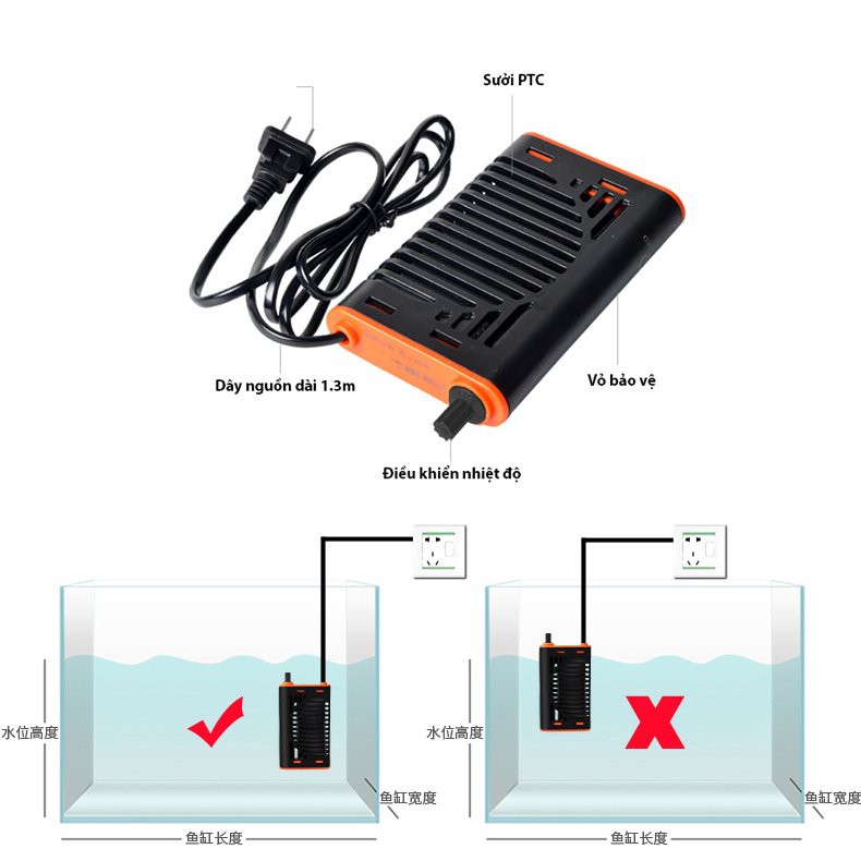 Máy sưởi bể cá Xilong XL-662 300W - 500W