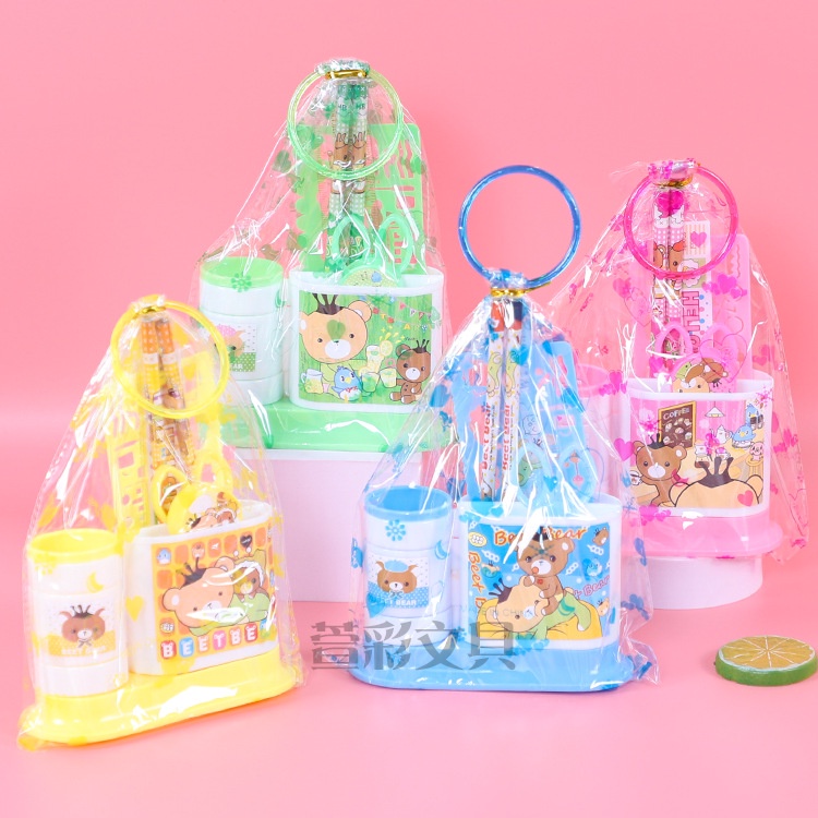 Hộp đựng bút để bàn8 chi tiết kèm thước kẻ, bút chì, dụng cụ học tập