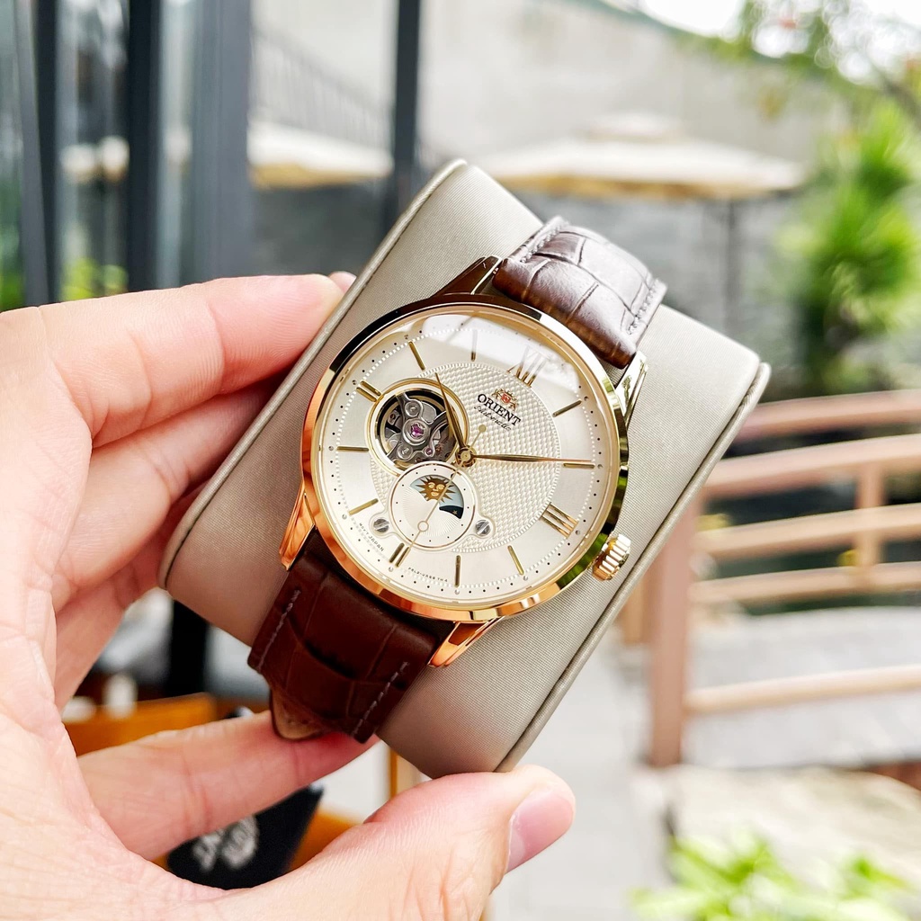 Đồng hồ nam ORIENT Sun Moon Gen 4 Open Heart Gold RA-AS0010S10B