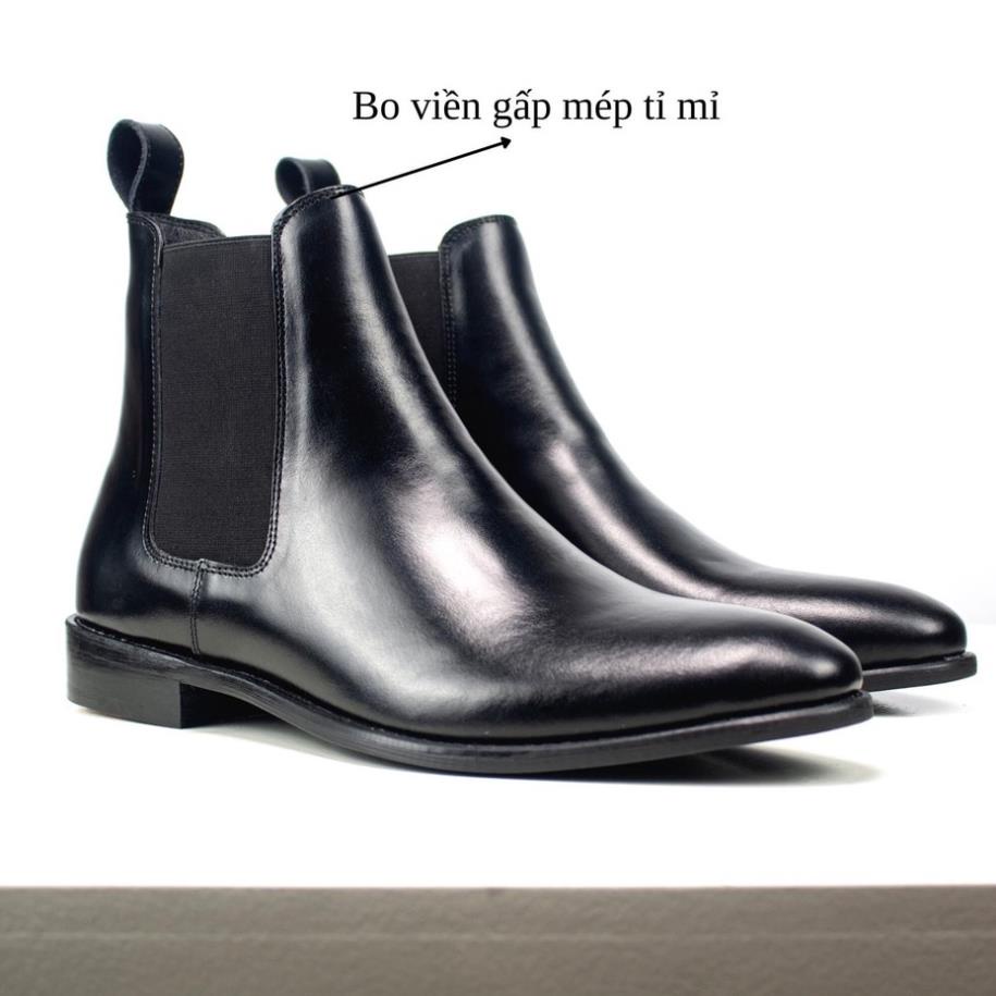 giày bốt nam cổ cao da bò - Giày Chelsea Boots công sở đế cao su da bò nguyên tấm - boot nam cao cổ 👽