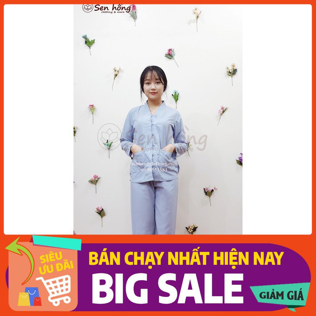 🎪🚨quần áo phật tử giá rẻ Bộ bà lai không thêu có túi 2 bên, cài cúc nhựa nhẹ nhàng