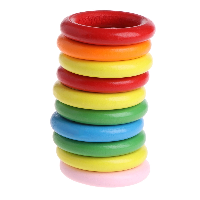 Set 10 vòng gỗ đồ chơi nhiều màu sắc cho vẹt