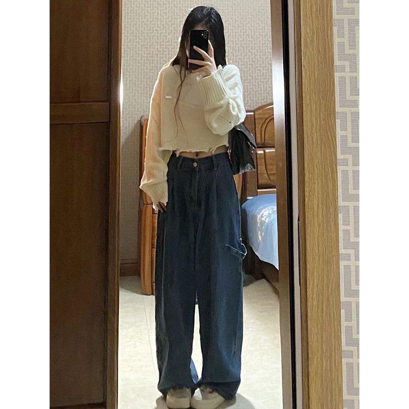 Áo Sweater Dệt Kim Thiết Kế Rách Dáng Rộng Thời Trang Thu Đông Mới Cho Nữ