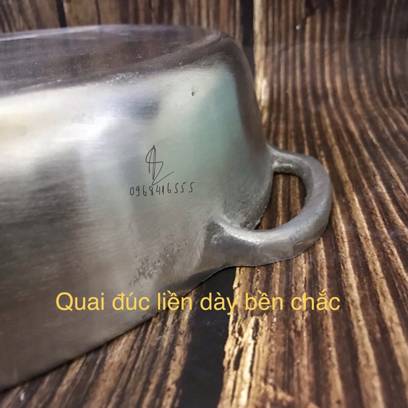 Chảo gang trắng đúc doa bóng đáy bằng 31cm chính hãng Ngân Thọ