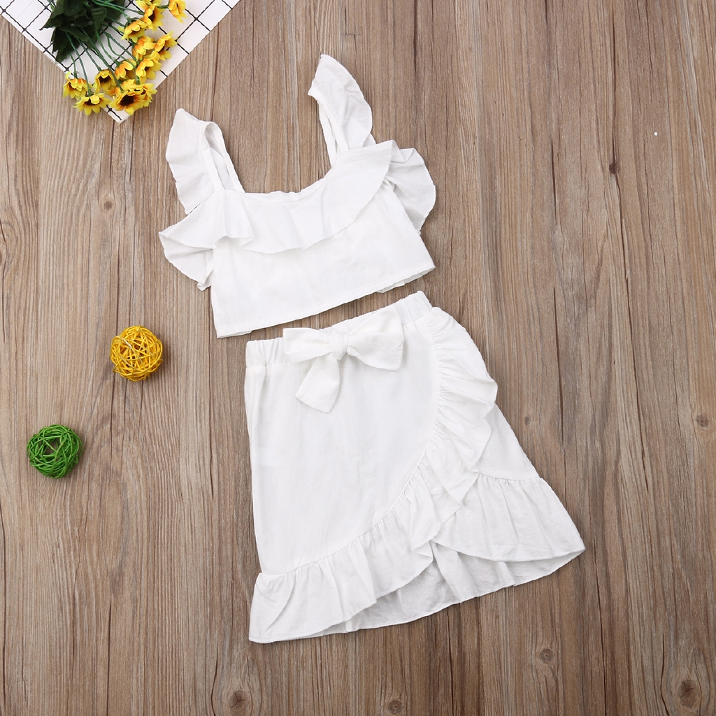 Bộ Áo Sát Nách + Chân Váy Cotton Xinh Xắn Cho Bé Gái