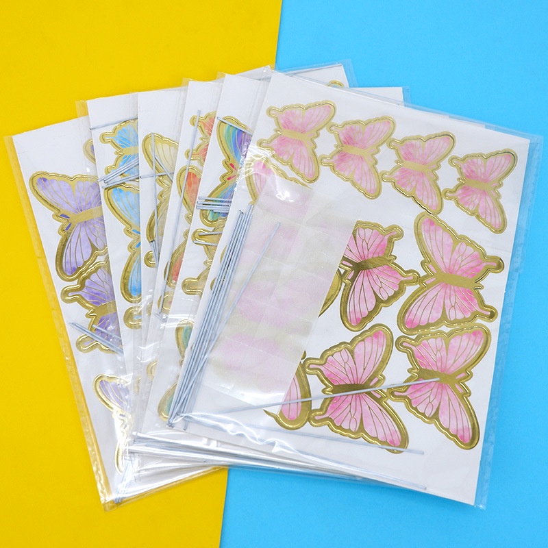 Set 11 Phụ Kiện Trang Trí Bánh Kem Hình Bướm Lấp Lánh