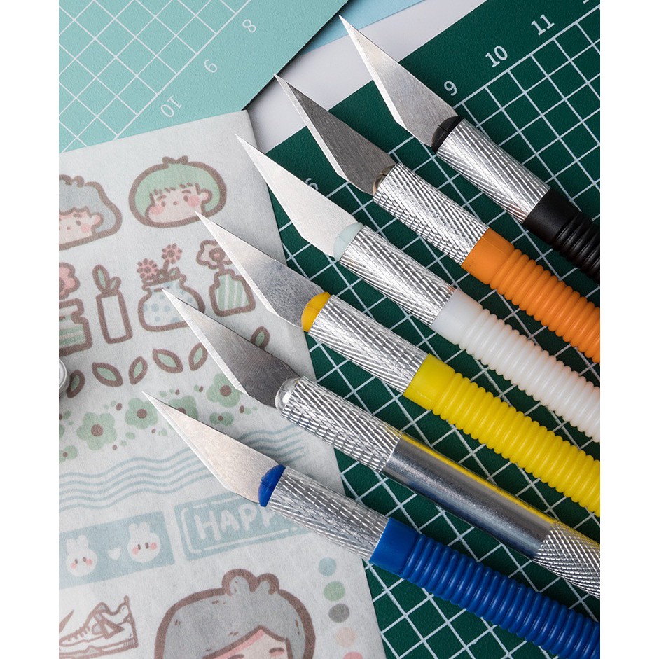 [Đẹp] Dao cắt washi tape tỉa sticker dụng cụ dán bullet journal tiện lợi (Kèm 12 lưỡi cắt)