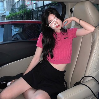 Áo Dệt Kim Tay Ngắn Dáng Ôm Màu Trắng Ngọt Ngào