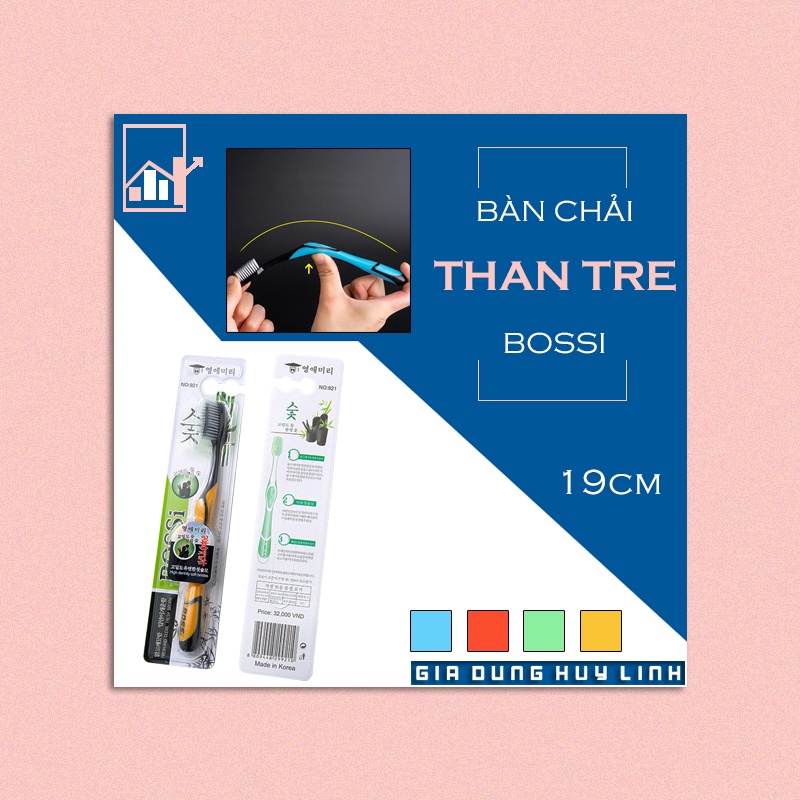 Bàn Chải Đánh Răng, Bàn Chải Than Tre Hoạt tính Bossi Hàn Quốc - an toàn tuyệt đối cho sức khỏe (BCB03)