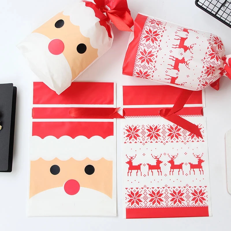 Set 10 túi dây rút chuyên dụng để đựng bánh kẹo giáng sinh
