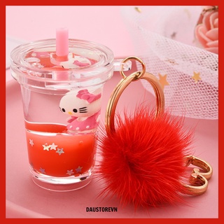 Móc khóa ly trà sữa hoạt hình đáng yêu u mê,hello kitty chuyển động bên trong cute - daustorevn