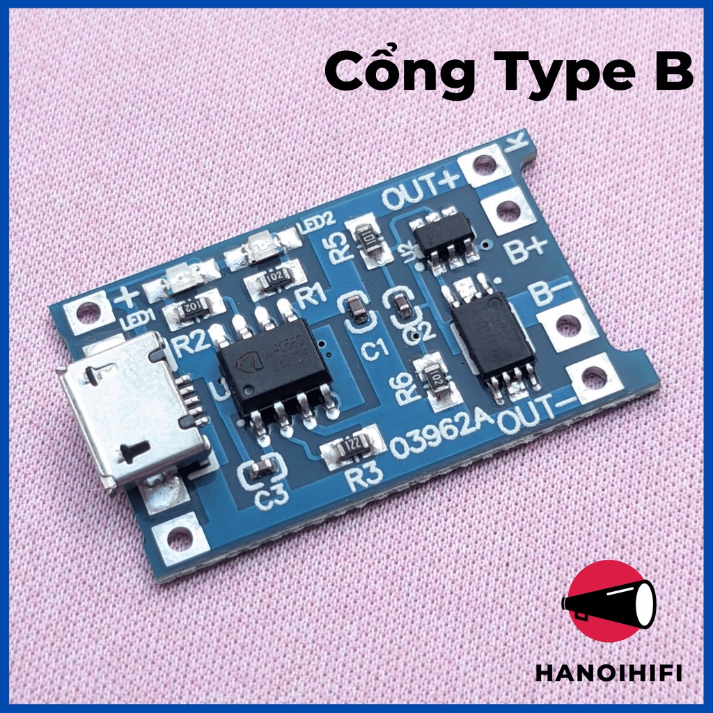 Mạch sạc pin Li-ion 18650 3.7V bảo vệ sạc và xả 1 pin Li-ion 3.7V và có led báo sạc