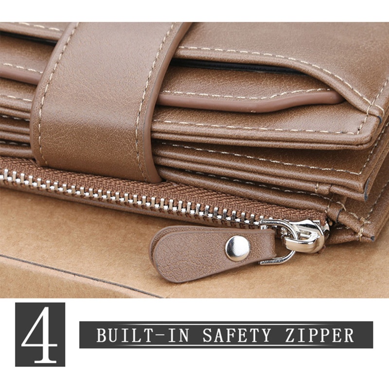 Ví Da PU Dáng Ngắn Gập Đôi Phong Cách Vintage Thời Trang Cho Nam