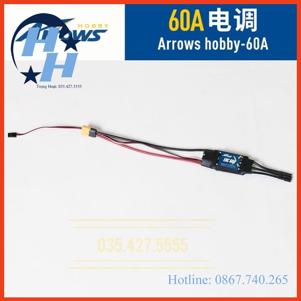 ESC Không Chổi Than Arrows hobby 60A 2s- 6s XT60.