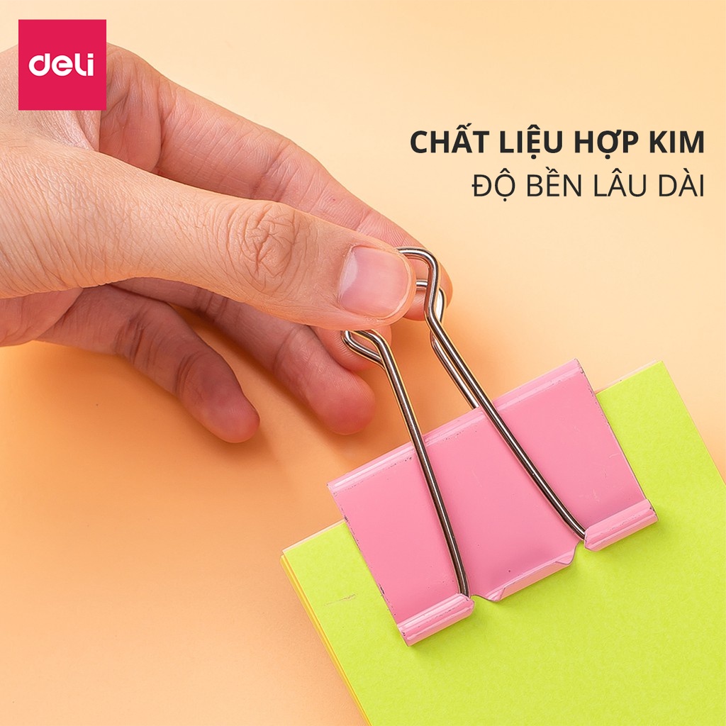 Kẹp màu hộp nhựa không chia màu không han gỉ, kẹp chắc chắn nhiều màu Deli E8553A