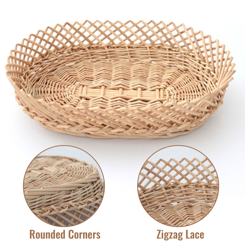 Giỏ Đan Mây Hình Oval Dùng Đựng Trái Cây/Bánh Bao/Đồ Ăn Vặt Tiện Dụng