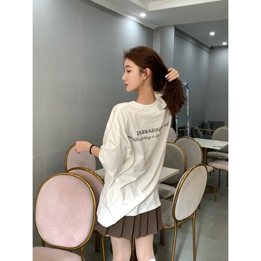 Áo thun ngắn tay dáng rộng phong cách hip-hop Mỹ cho nữ