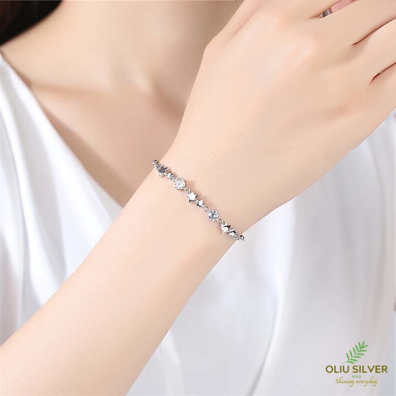 Vòng Tay Bạc S925 Pendant Star Dễ Thương | Lắc Tay Nữ Bạc 925 Thời Trang