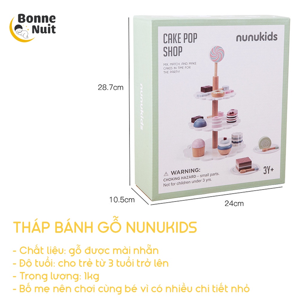 Tháp bánh đồ chơi gỗ siêu xinh cho bé Nunukids