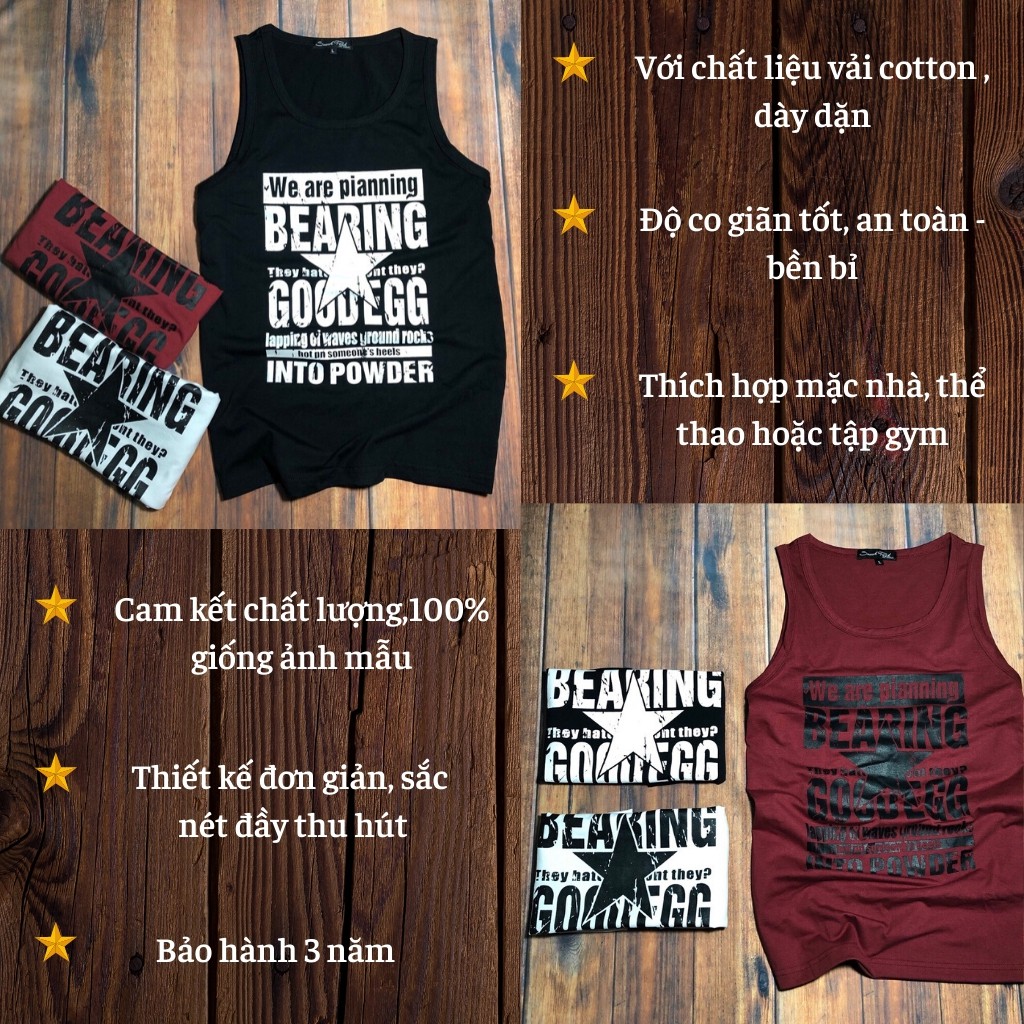 Áo Tank Top Nam H&H-ATBL06 Áo Thun Ba Lỗ In Họa Tiết Ngôi Sao Đầy Nam Tính - 3 Màu