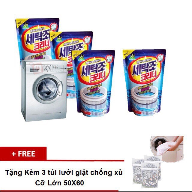 Combo 2 Bột Tẩy Vệ Sinh Lồng Máy Giặt + 3 Túi lưới giặt đồ - BX0671
