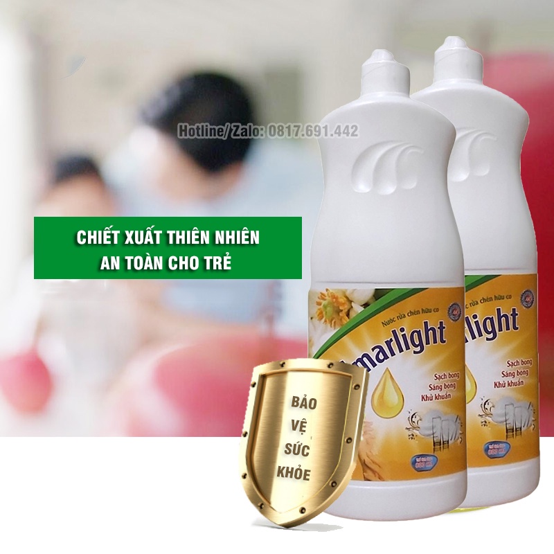 Nước Rửa Bát Hữu Cơ Chai Lớn Tiết Kiệm, Hương Quế Đậm Đặc, An Toàn, Bảo Vệ Da Tay Smarlight 800ml