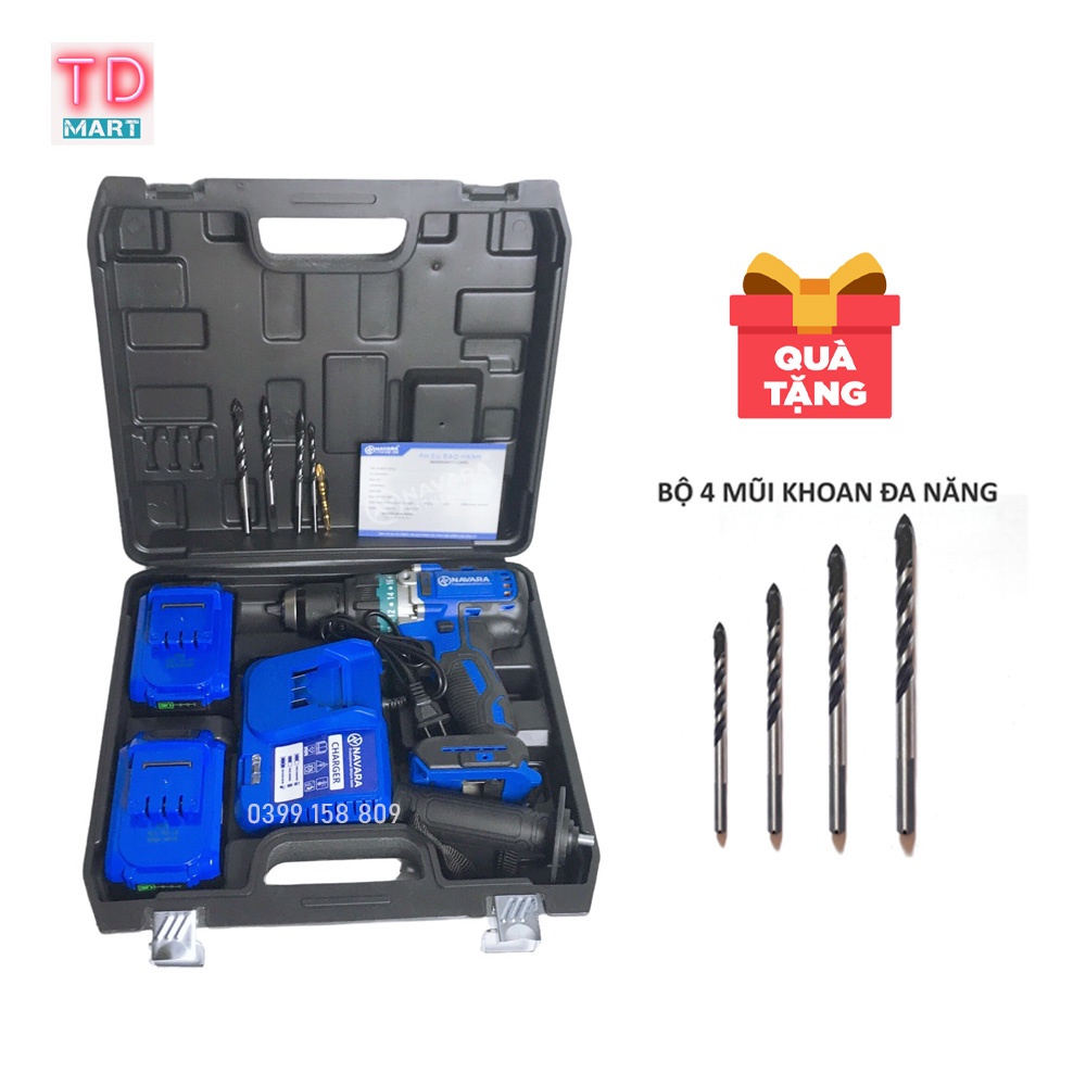 Máy khoan pin không chổi than 21V NAVARA 7003 đầu kẹp 13 ly