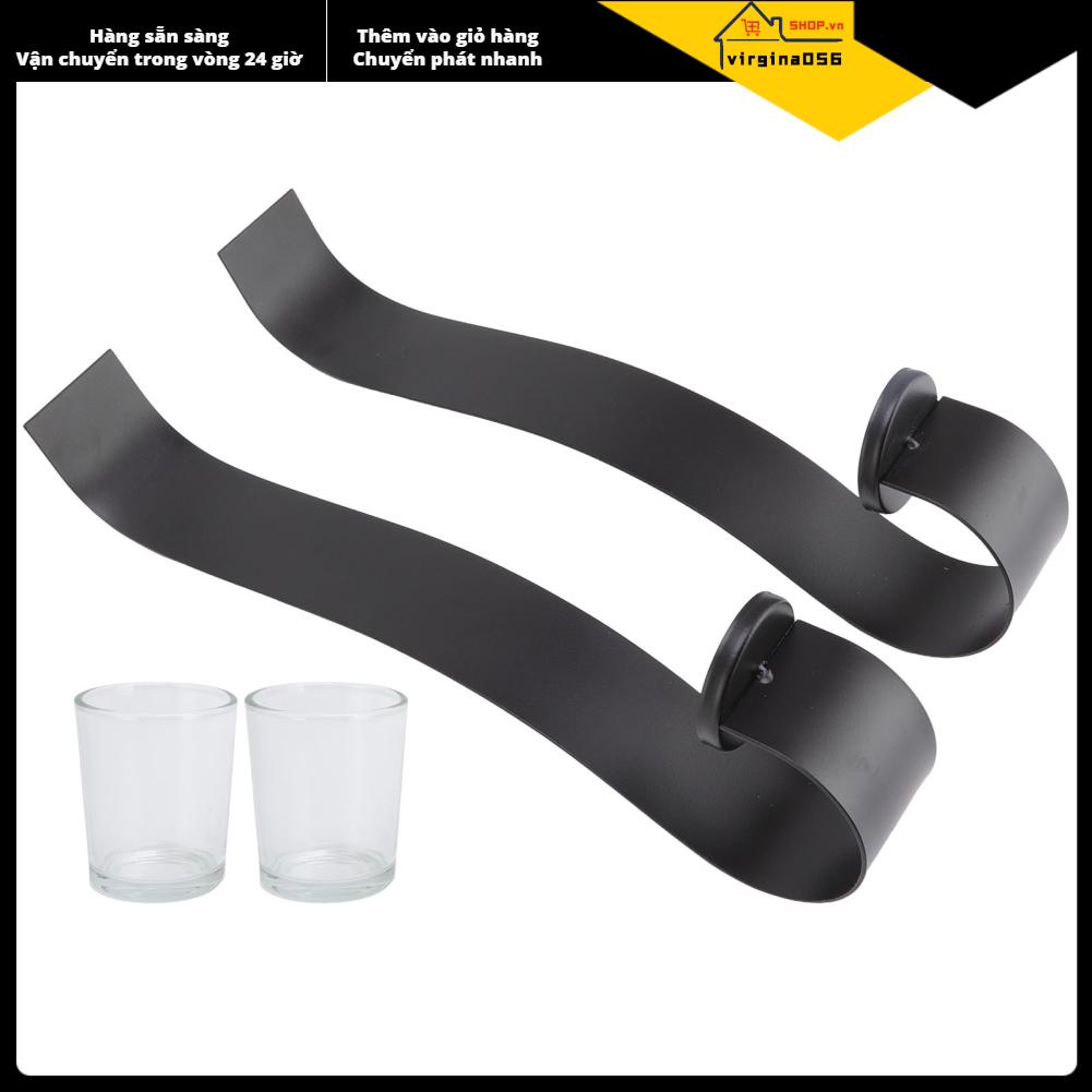 Virgina056 2 cái Dài S Hình Chữ Treo Tường Chân Nến với Sắt Đen Khay Bộ Dụng Cụ Trang Trí Nội Thất