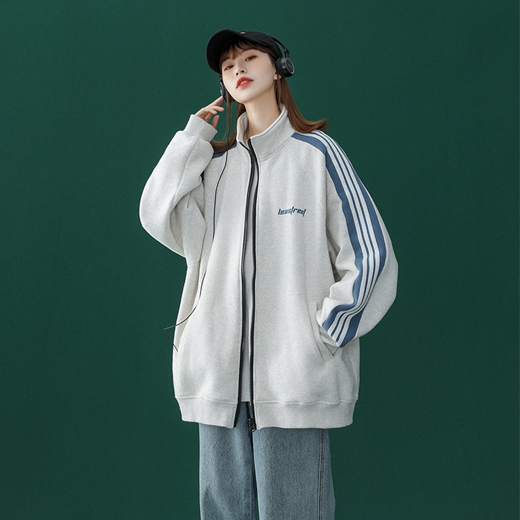 Áo Khoác Thể Thao LeasTreet - MayLinh Shop- Sweater Hoodie Nam Nữ Unisex- Chất Nỉ Gân Dày Đẹp Form Rộng - 3 Sọc Màu Xám