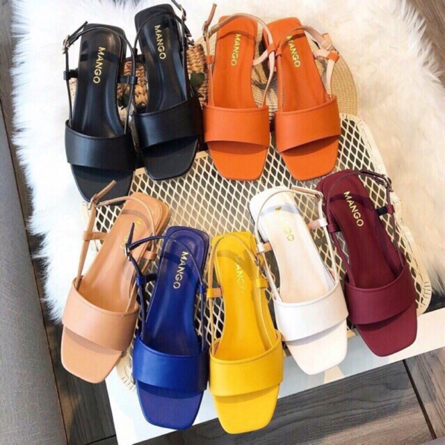 Sandal Trơn Gót Vuông
