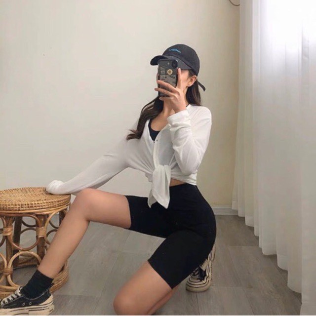 Quần Đùi nữ Mặc ở nhà Legging thể thao màu đen 289 chất mềm mại