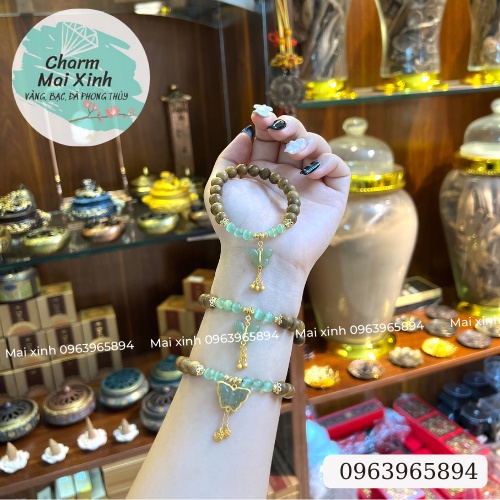 Chuỗi Trầm Hương Tốc &amp; Sánh Chìm Mix Hồ Điệp Ngoc Bọc Bạc 925  - Vòng Tay Gỗ Phong Thuỷ Tự Nhiên Nam Nữ