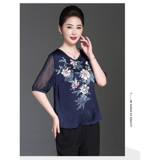 Áo sơ mi cao cấp nữ trung niên cam chuong