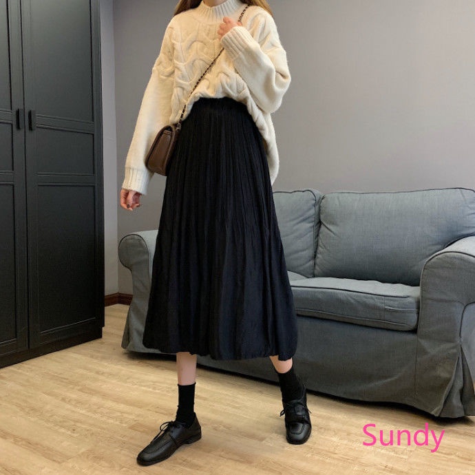 Chân Váy Xếp Ly Lưng Cao Màu Sắc Xinh Xắn Phong Cách Hàn Quốc Cho Nữ