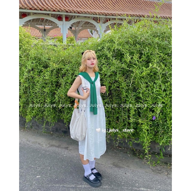 Đầm babydoll thô sát nách kèm khăn choàng (ảnh thật kèm video)